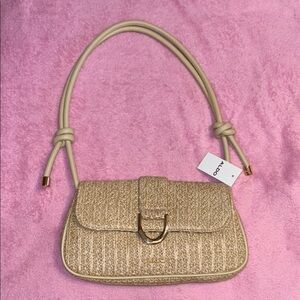 Aldo Tan Quilted Shoulder Bag with Flap Closure